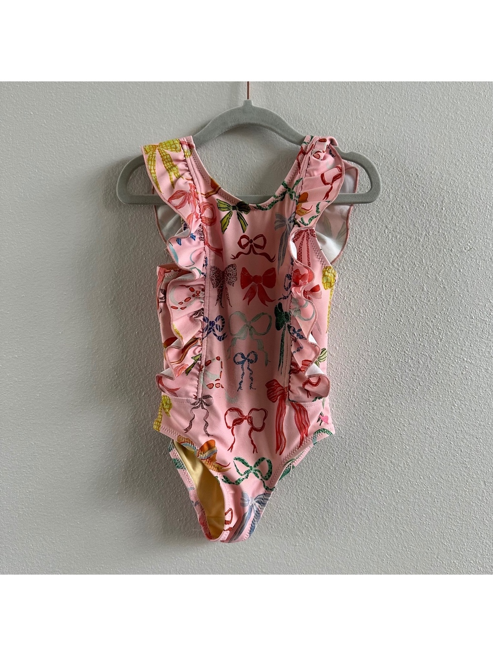 Pink chicken Bows Ruffle Swimsuit Size 3Y